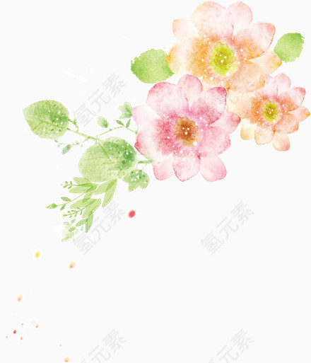 手绘水粉清新黄色花朵