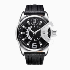 警察格调三针表盘石英手表