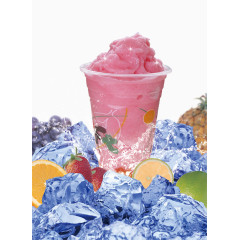 创意冰堆中的西瓜冰沙