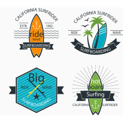 矢量手绘冲浪图标