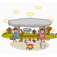 卡通线条风格可爱儿童插画图片