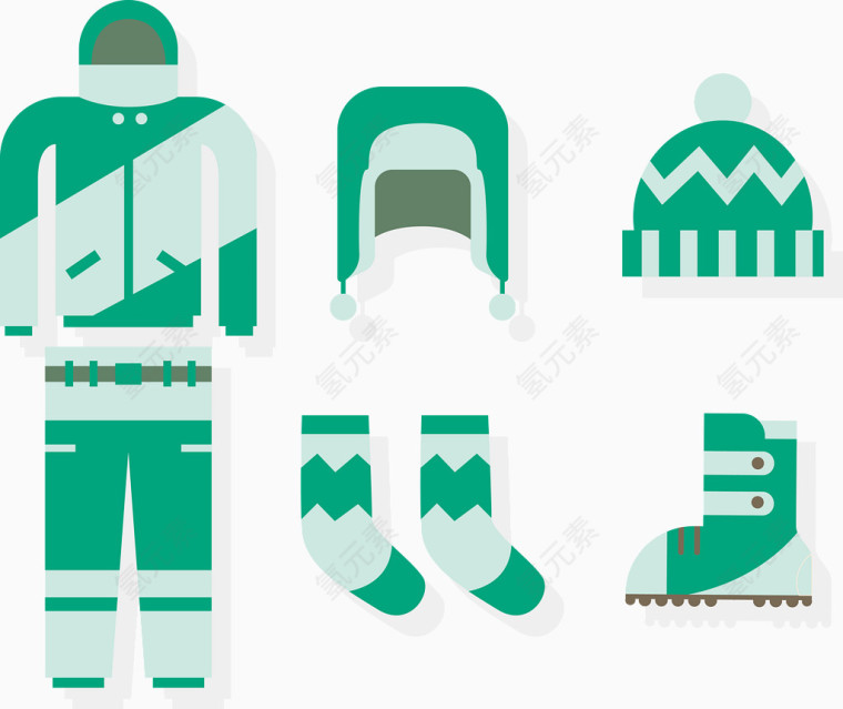 清新绿色滑雪服