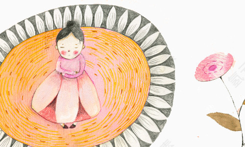 女孩创意插画