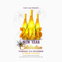 矢量2016金色香槟酒派对