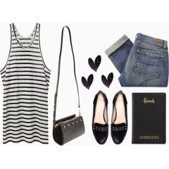 黑白条纹吊带衫