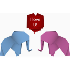 矢量手绘折纸大象