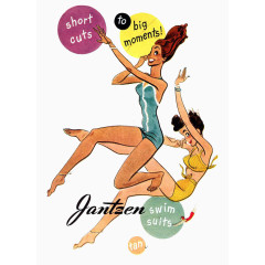 两个比基尼性感美女与圆形文字框