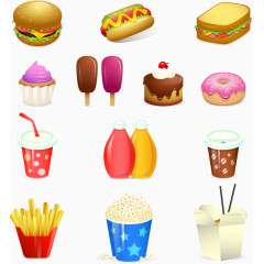 矢量手绘快餐食品合集