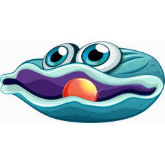 卡通含珍珠的河蚌