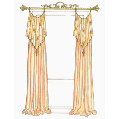 红色帷幕窗帘设计草稿