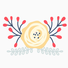 黄色手绘文艺风花朵矢量素材