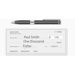 矢量钢笔和支票