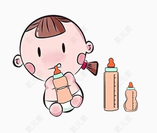 宝宝咬奶瓶图片素材