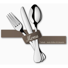 矢量丝带和餐具