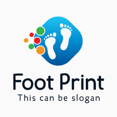 蓝色脚印标志设计