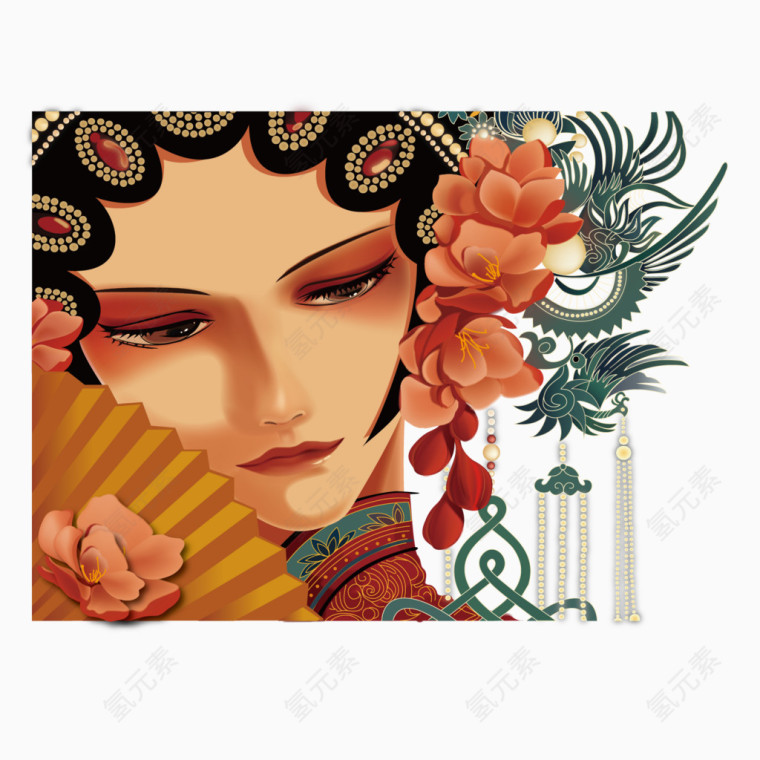 矢量戏曲人物插画