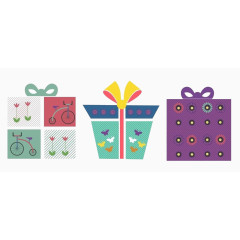 印花图案神秘大礼盒矢量图