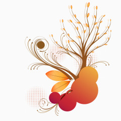 潮流抽象树叶花边框矢量素材