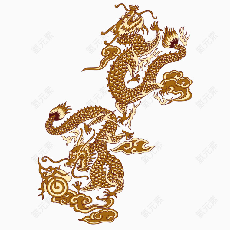 金色中国风长龙素材