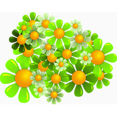 矢量手绘绿色花朵