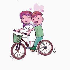 矢量卡通情侣自行车