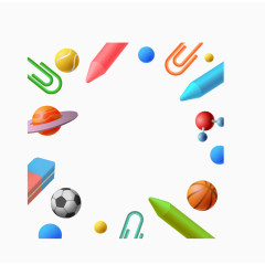 漂浮彩色学习用具