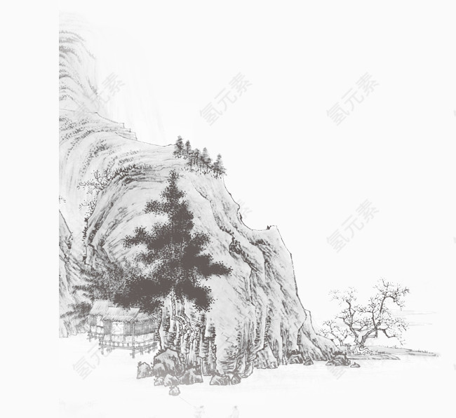 唯美精美山峰树风景装饰