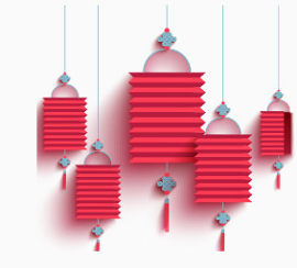 矢量红色折纸灯笼