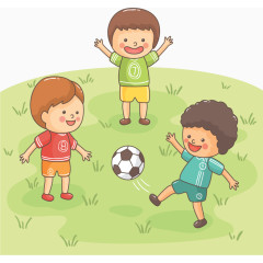 草地欢乐踢足球