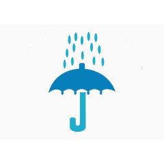 矢量简约蓝色下雨雨伞