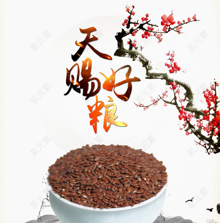 梅花背景亚麻籽