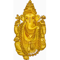 矢量手绘金色大象