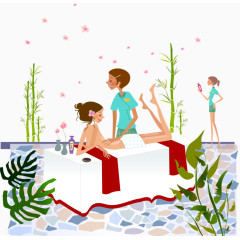 正在做按摩保健的美女矢量素材