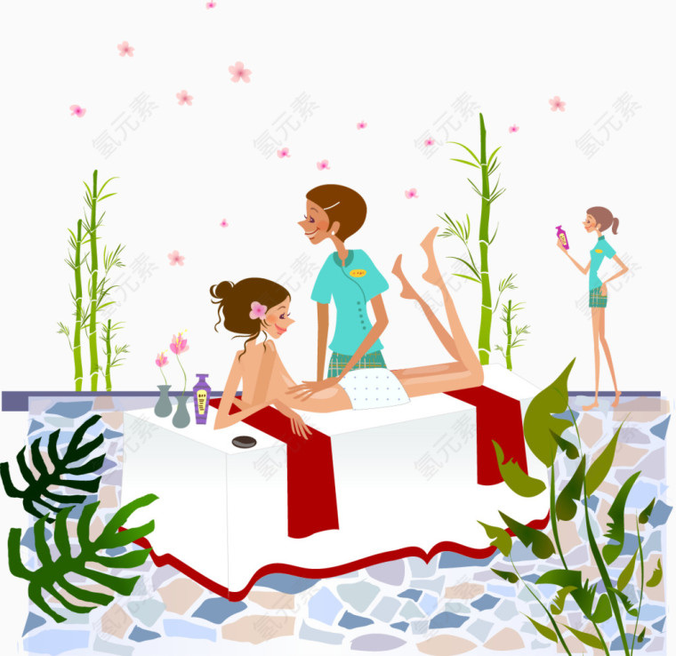 正在做按摩保健的美女矢量素材