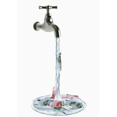 白色流水水龙头