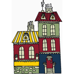 卡通房子矢量简笔绘画