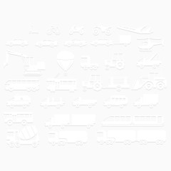 白色剪影交通工具图标矢量图