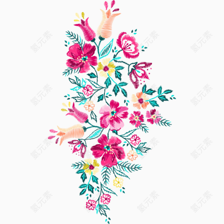 花卉苏式刺绣模板下载