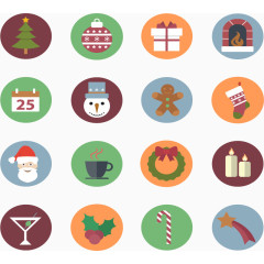 圆形圣诞节元素图标