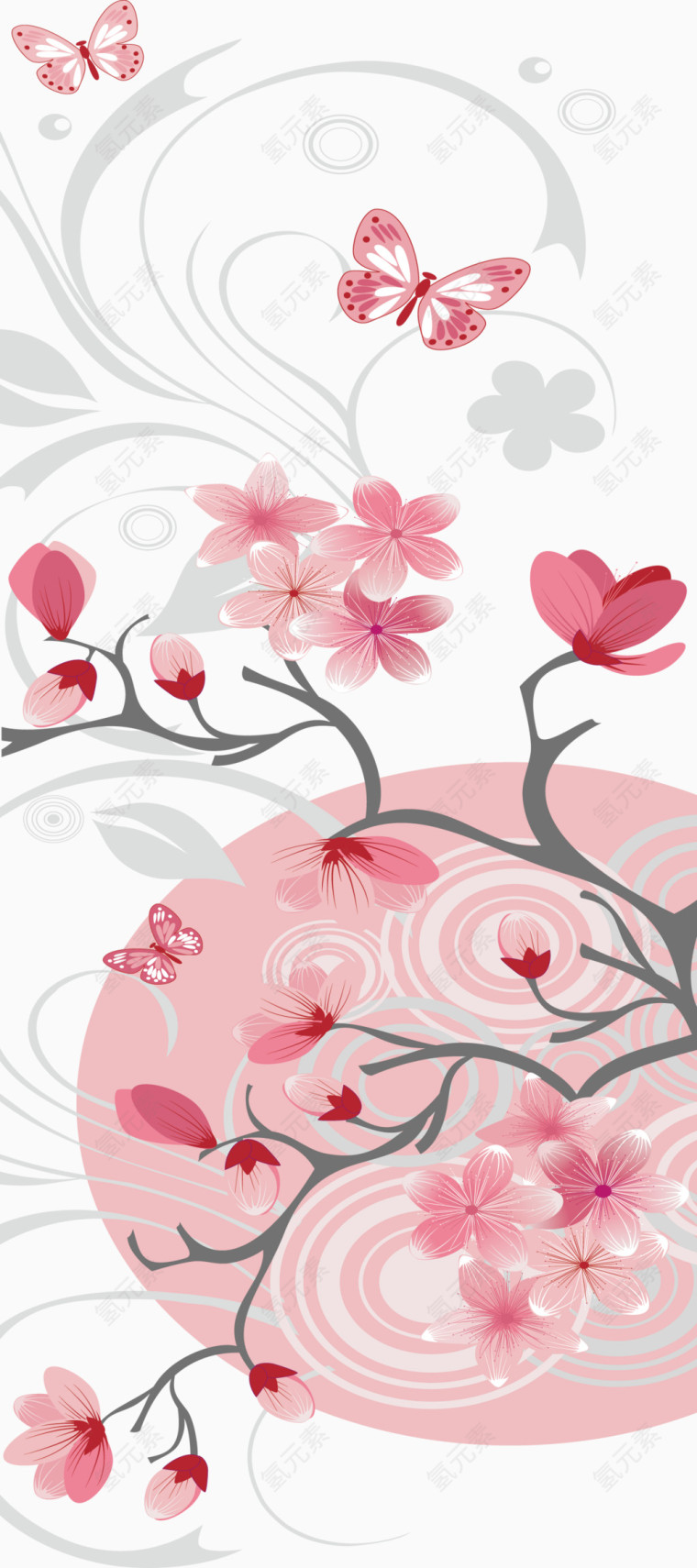 手绘淡雅樱花