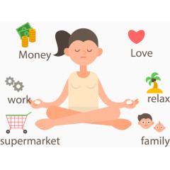 矢量手绘打坐冥想的女人