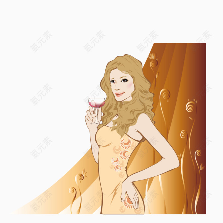 喝红酒的美女