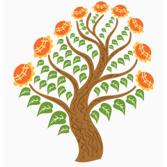 复古创意卡通树插画矢量素材