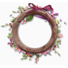 花朵蝴蝶结装饰圆形边框