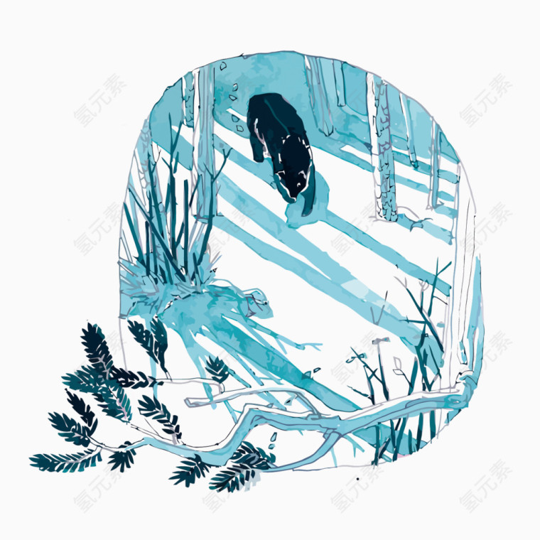 矢量雪地里的狼