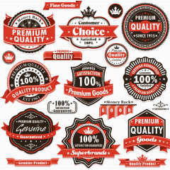 红色食物标签矢量图