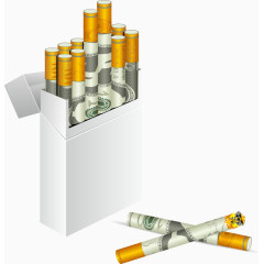 矢量包装盒里的香烟