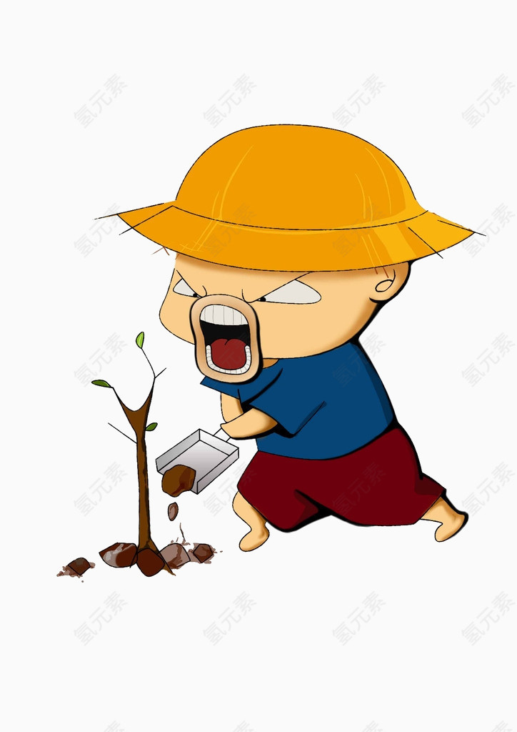 卡通手绘植树图