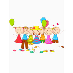 一群小孩矢量图