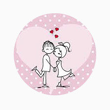 爱心卡通手牵手